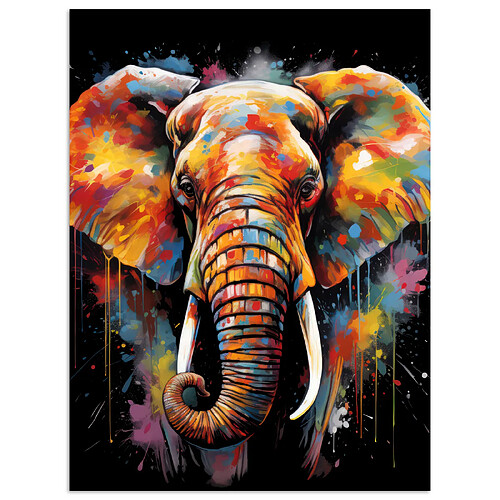 Muchowow Éléphant graffiti noir - 30x40 cm