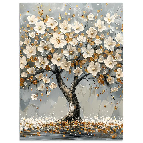 Muchowow Arbre Fleurs Blanc - 60x80 cm