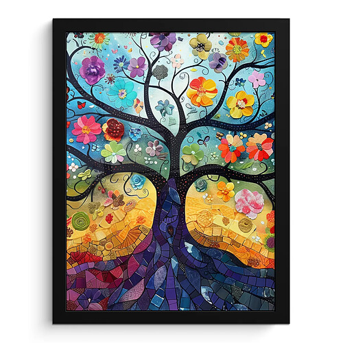 Muchowow Arbre de vie - Fleurs - Hippie - 30x40 cm