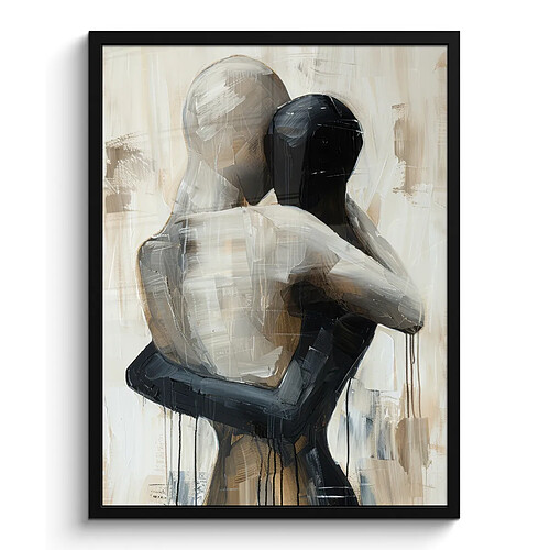 Muchowow Abstrait - Amour - Noir et blanc - Moderne - 60x80 cm