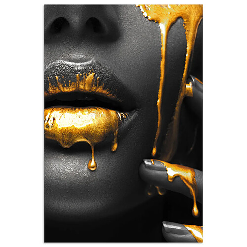 Muchowow Femme Noir Or Visage Lèvres - 80x120 cm