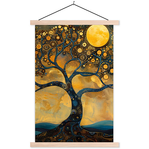 Muchowow Arbre Lune Fleurs Or - 40x60 cm