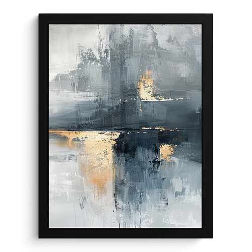 Muchowow Art - Gris - Or - Abstrait - 30x40 cm