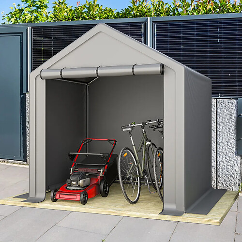 modfu Abri de rangement vélos 190x170x200 cm en acier galvanisé et toile PE gris foncé