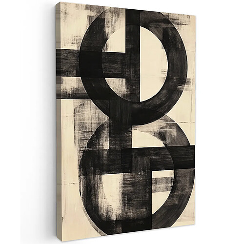 Muchowow Cercles Poutres Noir Abstrait - 80x80 cm