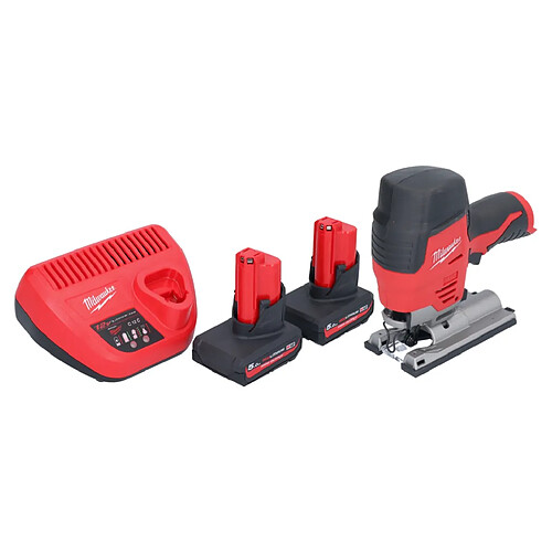 Milwaukee M12 JS-502 Scie sauteuse sans fil 12 V + 2x batterie 5,0 Ah + chargeur