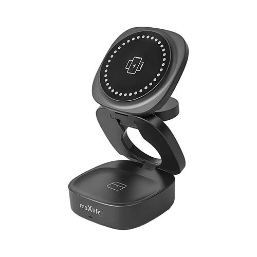 Maxlife Chargeur sans fil 3-en-1 Qi Noir
