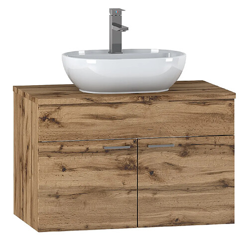 BADPLAATS Meuble salle de bain Colorado 80 x 46 x 52 cm – Chêne – Meuble suspendu à 2 portes