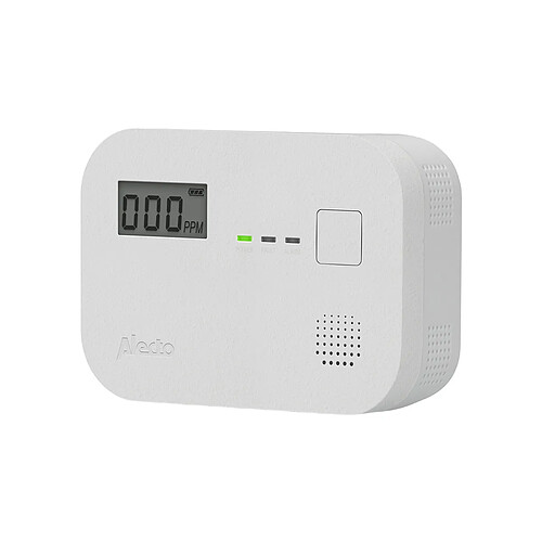 Alecto Détecteur Monoxyde de Carbone Alarme Puissant 85dB et Écran LED Blanc
