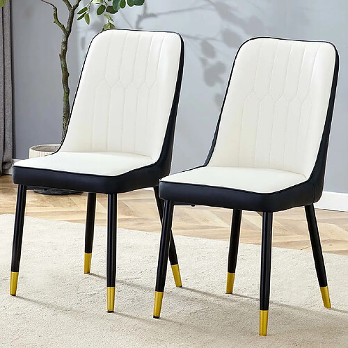 Pugsdrly Chaises - Lot de 2 - PU - Dossier haut - Pieds en métal