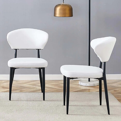 Pugsdrly Chaises de salle à manger lot de 2 - Pieds en métal - blanc