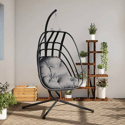 vidaXL Fauteuil suspendu en forme d'œuf avec support en acier anthracite