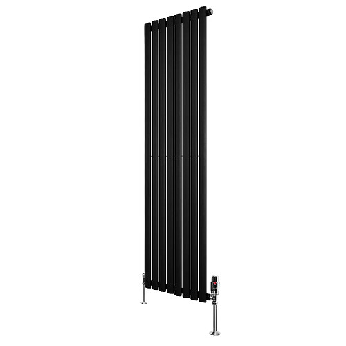 Monstershop Radiateur Ovale 1 Panneau & Vannes 1600 x 480 mm en Acier Noir Horizontale