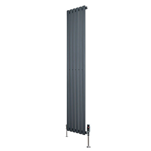 Monstershop Radiateur Ovale 1 Panneau & Vannes 1800 x 360 mm en Acier Anthracite Horizontale