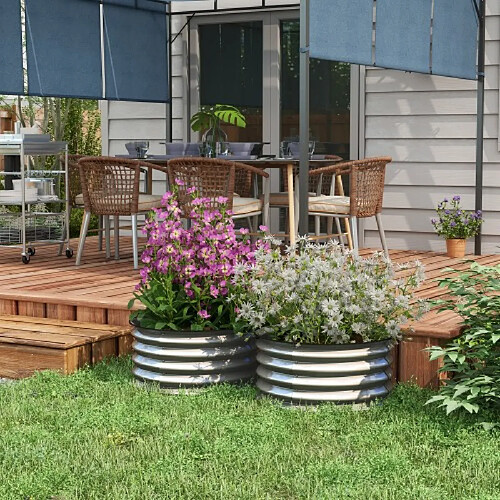 modfu Lot de 2 bacs potagers surélevés en métal argenté 60 x 30 cm