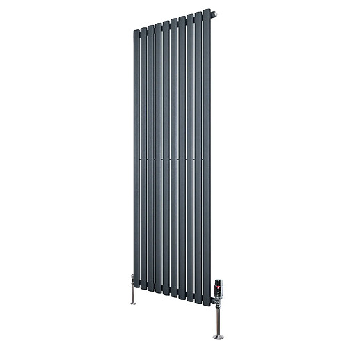 Monstershop Radiateur Ovale 1 Panneau & Vannes 1600 x 600 mm en Acier Anthracite Horizontale