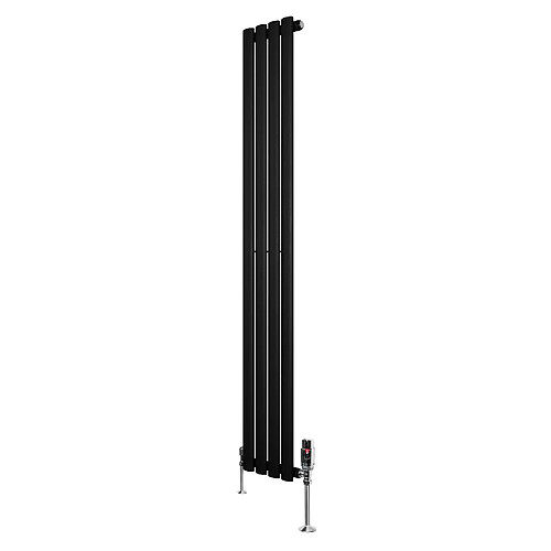 Monstershop Radiateur Ovale 1 Panneau & Vannes 1600 x 240 mm en Acier Noir Horizontale