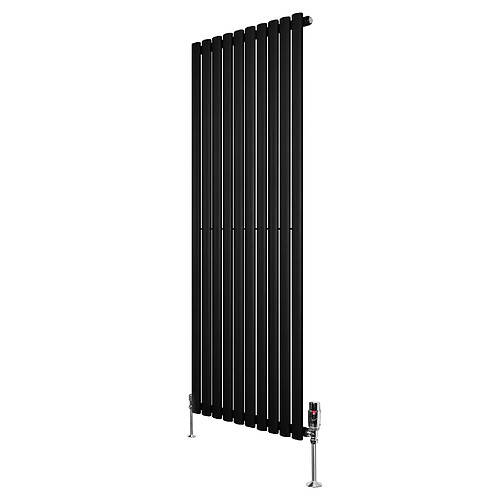 Monstershop Radiateur Ovale 1 Panneau & Vannes 1600 x 600 mm en Acier Noir Horizontale