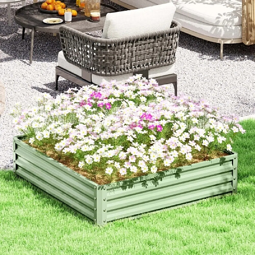 modfu Carré potager en acier galvanisé vert 120 x 120 x 30 cm