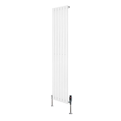 Monstershop Radiateur Ovale 1 Panneau & Vannes 1600 x 360 mm en Acier Blanc Horizontale
