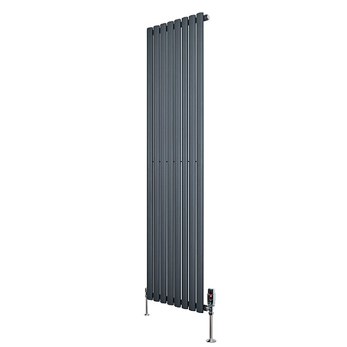 Monstershop Radiateur Ovale à 1 Panneau & Vannes 1800 x 480 mm en Acier Anthracite Horizontale