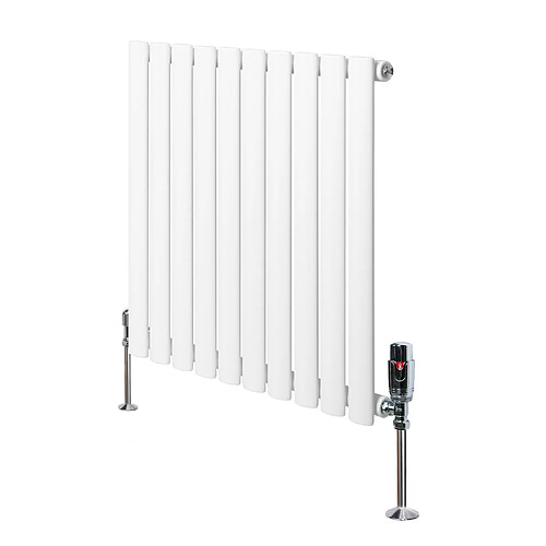 Monstershop Radiateur Ovale 1 Panneau & Vannes 600 x 600 mm en Acier Blanc Horizontale