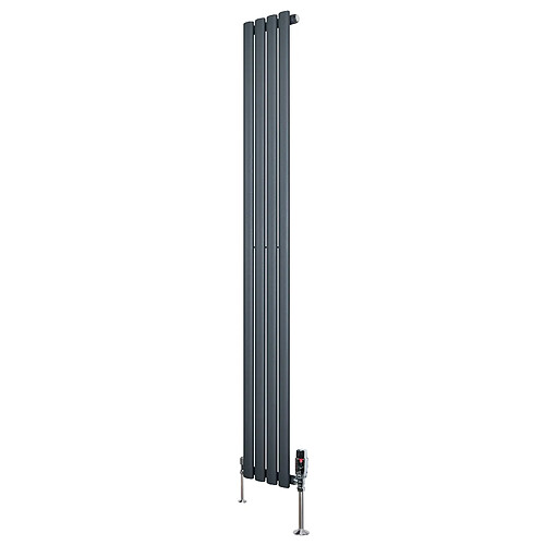 Monstershop Radiateur Ovale 1 Panneau & Vannes 1800 x 240 mm en Acier Anthracite Horizontale