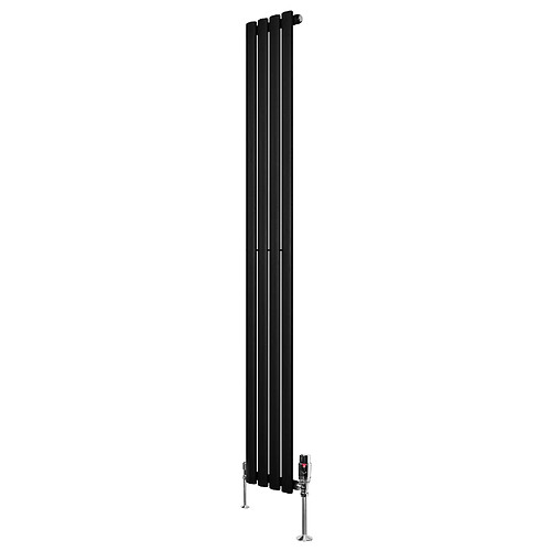 Monstershop Radiateur Ovale 1 Panneau & Vannes 1800 x 240 mm en Acier Noir Horizontale