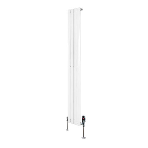 Monstershop Radiateur Ovale 1 Panneau & Vannes 1600 x 240 mm en Acier Blanc Horizontale