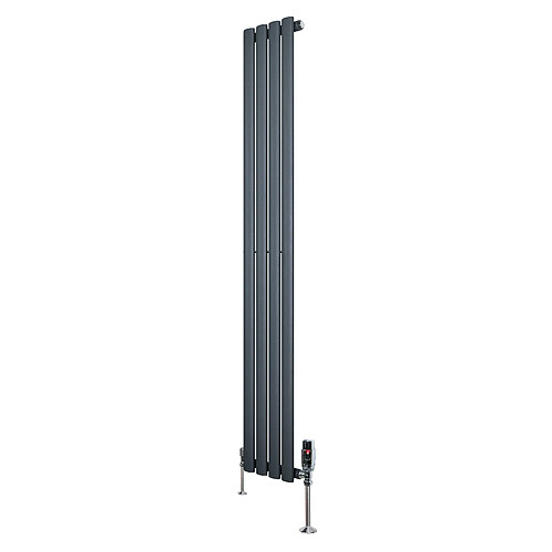 Monstershop Radiateur Ovale 1 Panneau & Vannes 1600 x 240 mm en Acier Anthracite Horizontale
