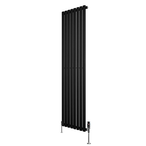Monstershop Radiateur Ovale à 1 Panneau & Vannes 1800 x 480 mm en Acier Noir Horizontale