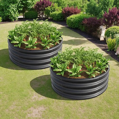 modfu Carré potager surélevé en acier galvanisé noir 61 x 61 x 30 cm