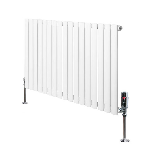 Monstershop Radiateur Ovale 1 Panneau & Vannes 600 x 1020 mm en Acier Blanc Horizontale