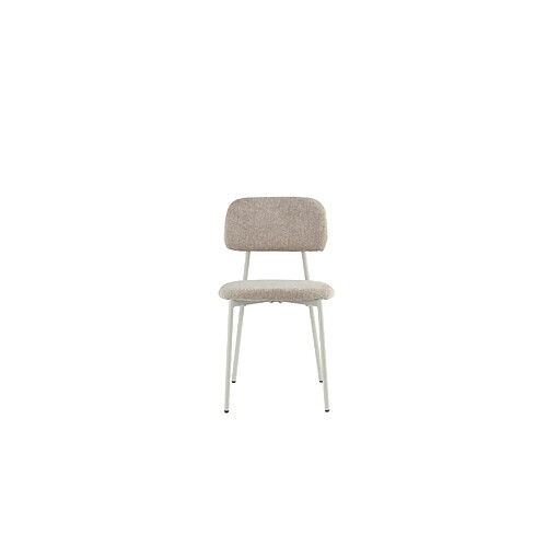 Homy France Lot 4 chaises salle à manger tissu taupe pieds métal blanc 44x43x80 cm AZRA