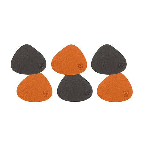 Bjorn Sous-verre curve réversible - 6 pièces - Cuir recyclé orange et chocolat