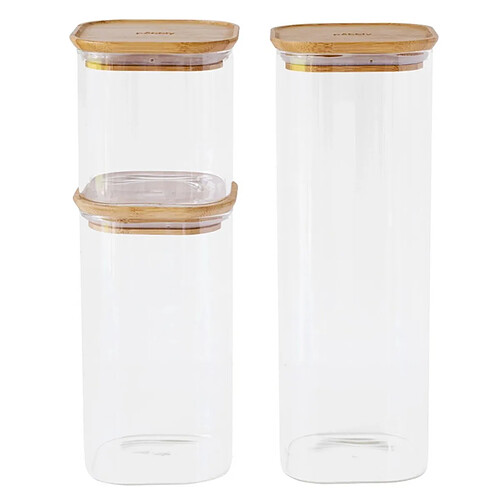 3 boîtes alimentaire carrées en verre - PKV-035 - PEBBLY