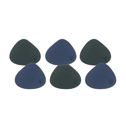 Bjorn Sous-verre curve réversible - 6 pièces - Cuir recyclé bleu nuit et gris anthracite