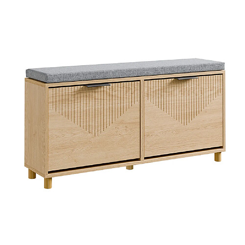 SoBuy Banquette d'entrée avec rangement chêne clair 100x24x50 cm FSR211-N