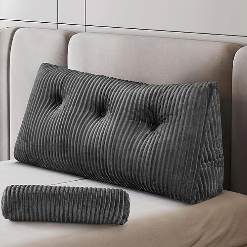 Coussin tête de lit triangulaire avec rouleau – soutien dorsal pour lit et canapé