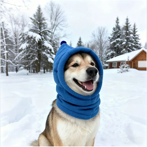 INF Bonnet Chien Polaire Chaleureux et Apaisant - Protection Hivernale et Anti-Bruit Blue L