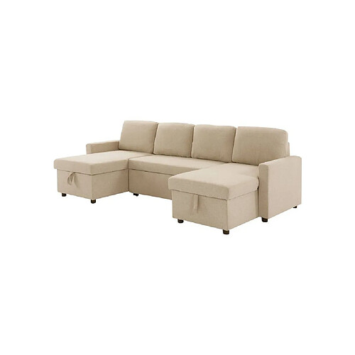 Mister Marcel MARCEL Canapé panoramique convertible beige - 4 places - L gauche