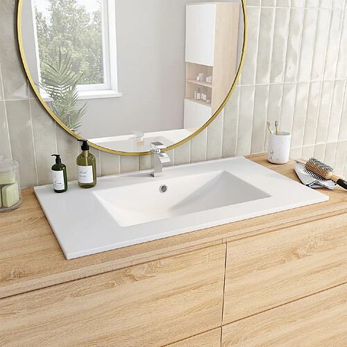 Idmarket Vasque à encastrer rectangle en céramique blanche L. 81 x l. 46 x H. 17 cm