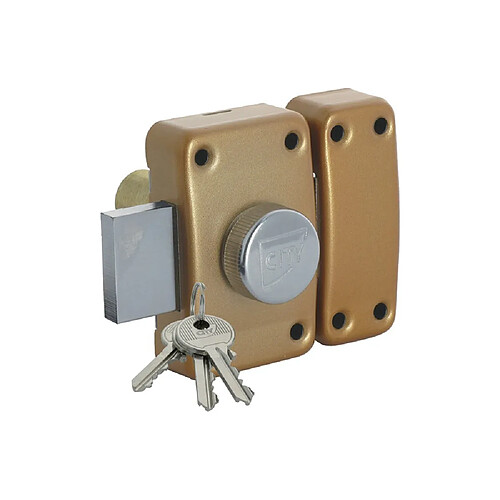 ISEO CITY 25 verrou à bouton et cylindre 40 mm - doré bronze