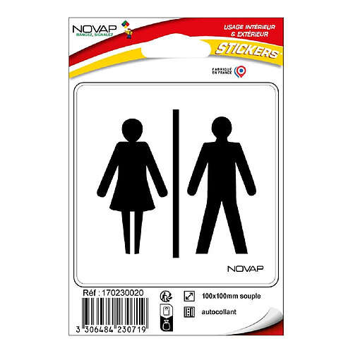 NOVAP Pictogramme toilettes H/F adhésif 10 x 10 cm