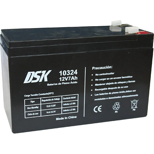DSK - Batterie plomb-acide AGM scellée rechargeable 12V 7Ah.