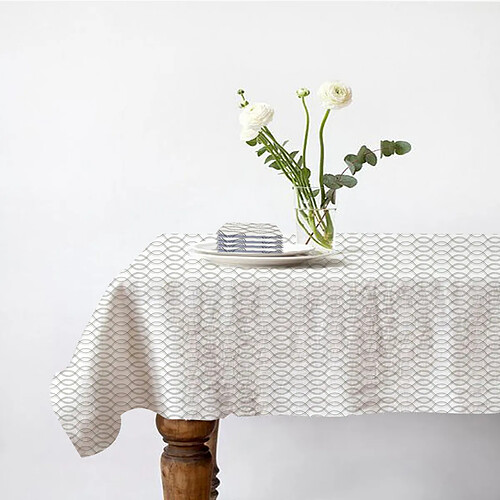 Future Home Lot nappe rectangle + 4 serviettes de table déperlante géométrique