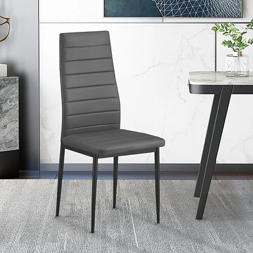 JLC KREATION Chaise moderne grise en PU OSKAR ( lot de 4 )