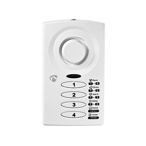 Nedis Alarme de Porte et de Fenêtre avec Clavier Sirène 85 dB Capteur Magnétique Blanc
