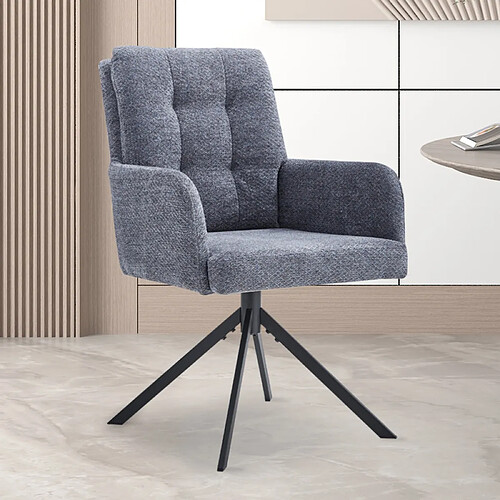 JLC KREATION Chaise pivotante avec accoudoirs gris GRENADE (lot de 2)