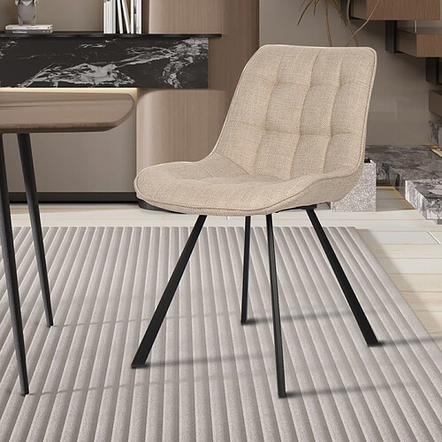JLC KREATION Chaise de salle à manger en tissu beige BARIA (lot de 2)